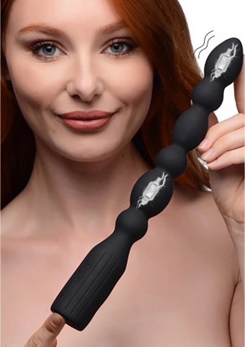 XR Brands Viper Beads silikonowy model z koralikami, podwojny silnik, czarny