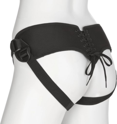 Doc Johnson Corset Harness Platinum - czarna uprząż z otwartym tyłem, regulowana