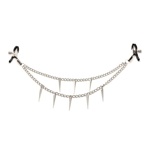 XR Brands Chain Master podwojne metalowe łańcuszki regulowane do klatki piersiowej