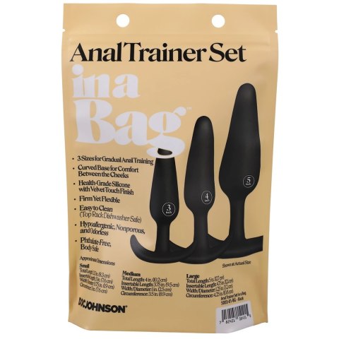 Doc Johnson Anal Trainer Set - Zestaw 3 anatomicznych stożkow, czarny