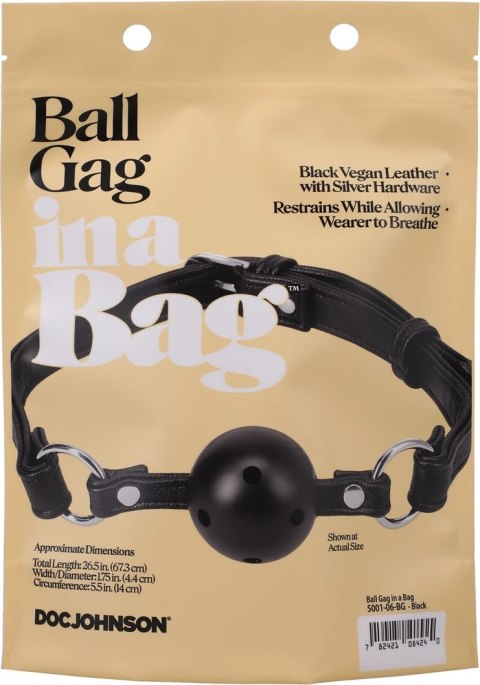 Doc Johnson Ball Gag Regulowany pasek oddychająca kulka czarna