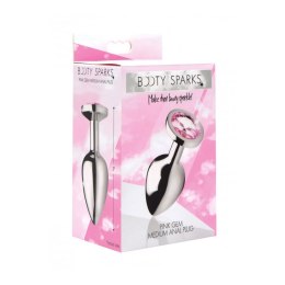 XR Brands Booty Sparks korek aluminiowy z kryształem serce średni czerwony