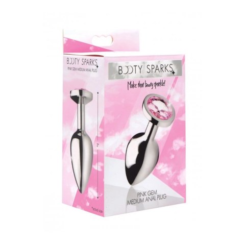 XR Brands Booty Sparks korek aluminiowy z kryształem serce średni czerwony