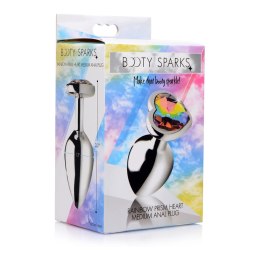 XR Brands Korek anatomiczny aluminium tęczowy kryształ serce średni