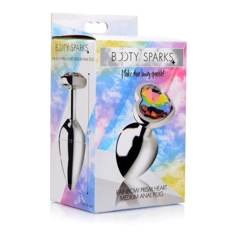 XR Brands Korek anatomiczny aluminium tęczowy kryształ serce średni