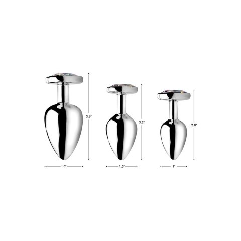 XR Brands Korek anatomiczny aluminium tęczowy kryształ serce średni