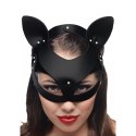 XR Brands Leather Cat Mask - Regulowana maska z naturalnej skory