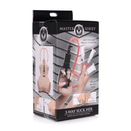 XR Brands Master Series 3-drożny system podciśnienia do stymulacji piersi i łechtaczki