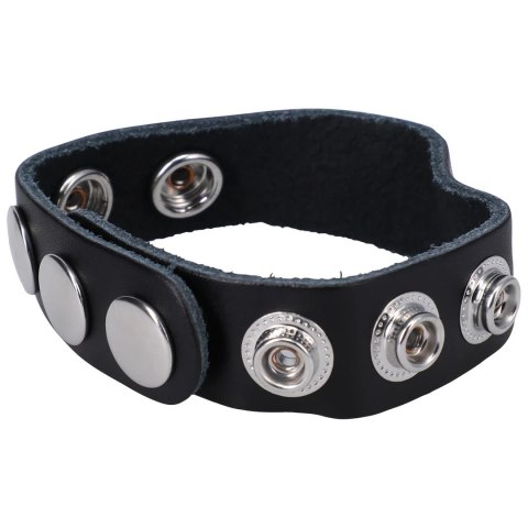 Doc Johnson Leather regulowany pierścień intymny 5 zapięć skora czarny