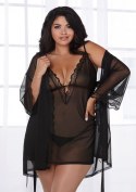 Dreamgirl zestaw koszulka i szlafrok 3XL elastyczna siateczka czarny