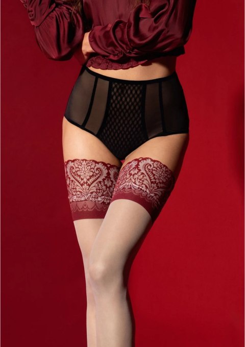 Fiore Hosiery Arabesque 20 den pończochy z czerwonym wzorem 3D S-XL