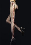 Fiore Hosiery Invito 40 den rajstopy siateczkowe z sznurowanym szwem