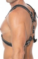 Ouch! by Shots Z Series - skorzana uprząż S/M, stalowe pierścienie