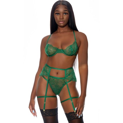 Forplay Blooming M zestaw bielizny koronkowej z pasem do pończoch