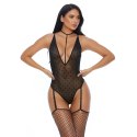 Forplay Sweet Dot Body XL z paskami do pończoch i chokerem czarne