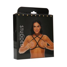 Forplay biustonosz ozdobny z otwartymi miseczkami i ćwiekami, czarny