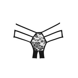 Obsessive Strappy Euphoric koronkowe majtki z otwartym krojem czarne