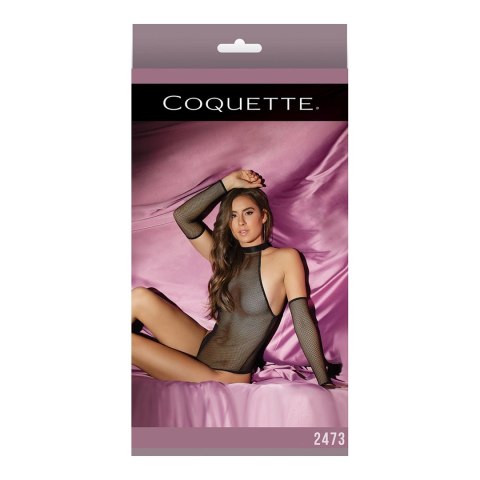Coquette BP1569 Body z siateczki rybackiej z oddzielnymi rękawami czarne
