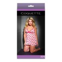 Coquette Babydoll Plus Size z ozdobnym nadrukiem i stringami
