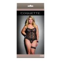Coquette Plus Size komplet: top na ramiączkach i stringi czarne