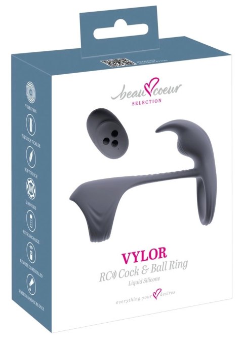 Beau coeur Vylor RC - silikonowy system intymny z pilotem, 2 silniki, czarny