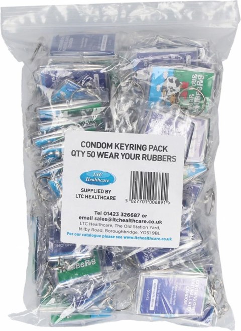 EXS Brelok z napisem Wear Your Rubbers - 50 sztuk prezerwatyw