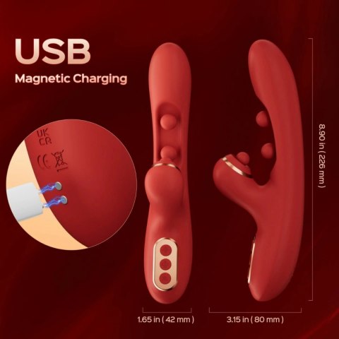 HoneyPlayBox Tickler Red - Wibrujący masażer z podwojnym systemem ruchu