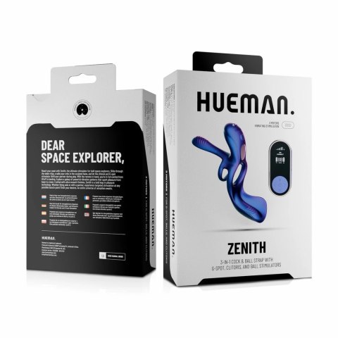 Hueman Zenith - Pierścień Intymny z Funkcją Masażu i Pilotem Fioletowy