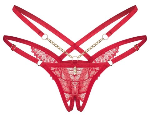 Obsessive Matildea string koronkowy czerwony L/XL regulowany