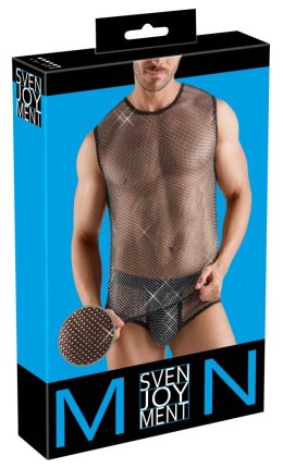 Svenjoyment Net Shirt S Czarna Koszulka Bez Rękawow z Ozdobnymi Kryształkami