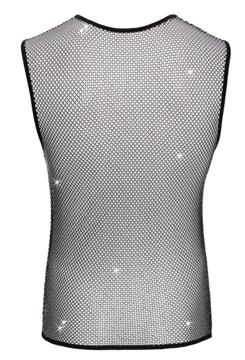 Svenjoyment Net Shirt S Czarna Koszulka Bez Rękawow z Ozdobnymi Kryształkami