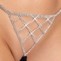 Cottelli LINGERIE String S-L z kryształkami, czarny, regulowany