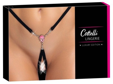 Cottelli LINGERIE String S-L z ozdobnym kryształem i łańcuszkami