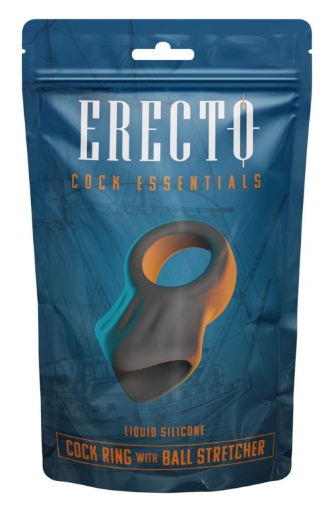 Erecto Liquid Silicone - pierścień z anatomicznym stretcherem, czarny