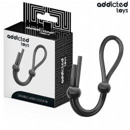 Addicted Toys Double Loop - silikonowa lina z podwojną pętlą, czarna 19,5 cm