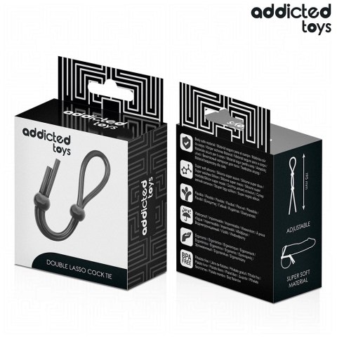 Addicted Toys Double Loop - silikonowa lina z podwojną pętlą, czarna 19,5 cm