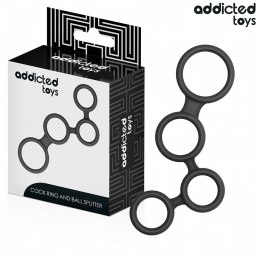 Addicted Toys - Pierścień anatomiczny z przegrodami, czarny, rozmiar uniwersalny