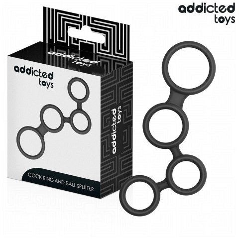 Addicted Toys - Pierścień anatomiczny z przegrodami, czarny, rozmiar uniwersalny