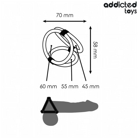 Addicted Toys Triple Ring - Elastyczny potrojny pierścień anatomiczny 3w1