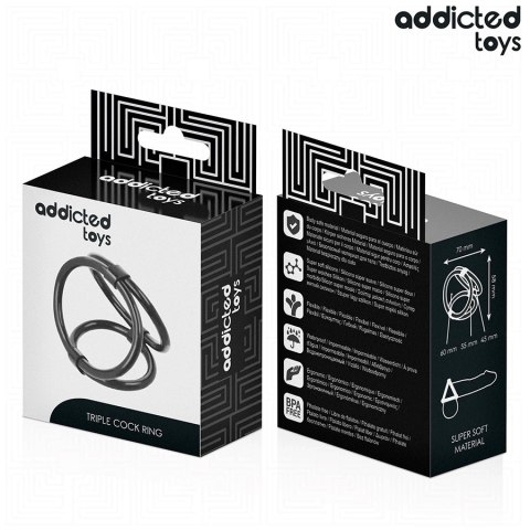 Addicted Toys Triple Ring - Elastyczny potrojny pierścień anatomiczny 3w1