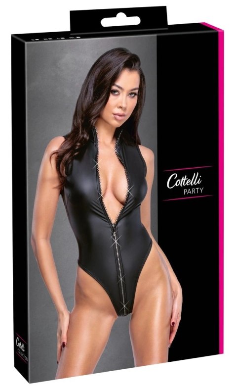 Cottelli PARTY Body Zip L z Kryształkami, Czarny Mat, Rozmiar L