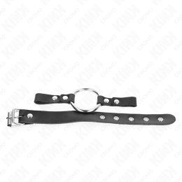 KINK Skorzany Pierścień Regulowany z Metalową Owalą 22x2cm czarny