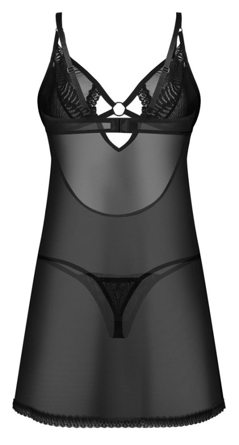 Obsessive Alliane Chemise 2XL/3XL - z ozdobnym pierścieniem i stringami