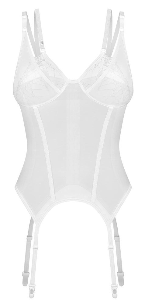 Obsessive Arrowel Basque L/XL Koronkowy Transparentny Biały