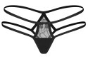 Obsessive Arrowel String 2XL/3XL czarny z koronką podwojny pasek