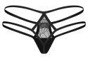 Obsessive Arrowel String 2XL/3XL czarny z koronką podwojny pasek