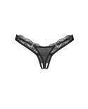 Obsessive Arrowel String z Ozdobnymi Paseczkami Czarny Open Design L/XL