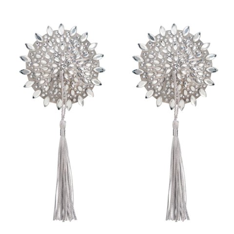 Obsessive Mistiqua białe ozdobne naklejki z kryształkami i frędzlami