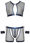 Svenjoyment Bondage Komplet Męski Net Look z Kajdankami, L, Czarny/Niebieski