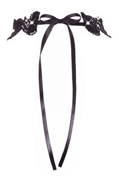 Cottelli Accessories Choker Black S-L z haftem i perełkami, regulowany